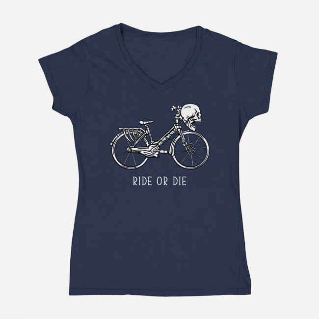 Bike Skeleton-Womens-V-Neck-Tee-tobefonseca