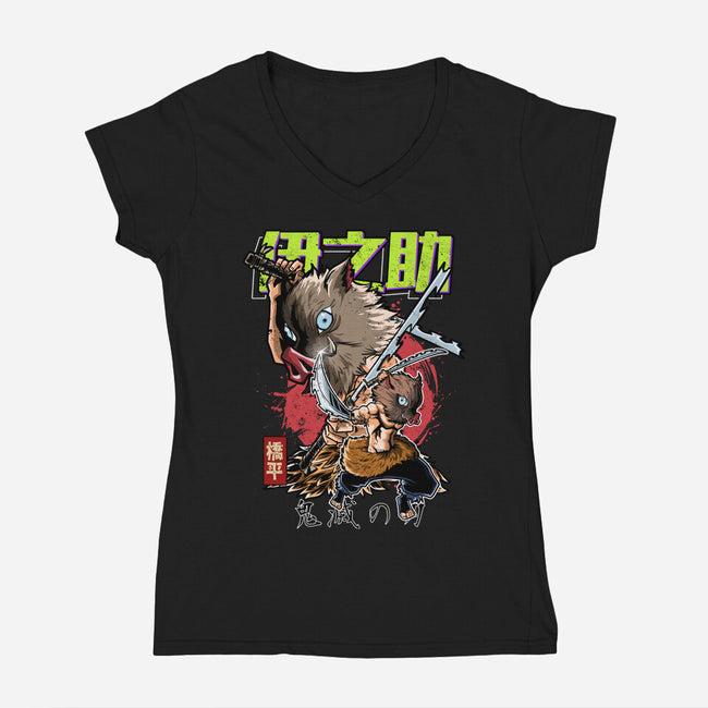 The Inosuke Blades-Womens-V-Neck-Tee-Diego Oliver