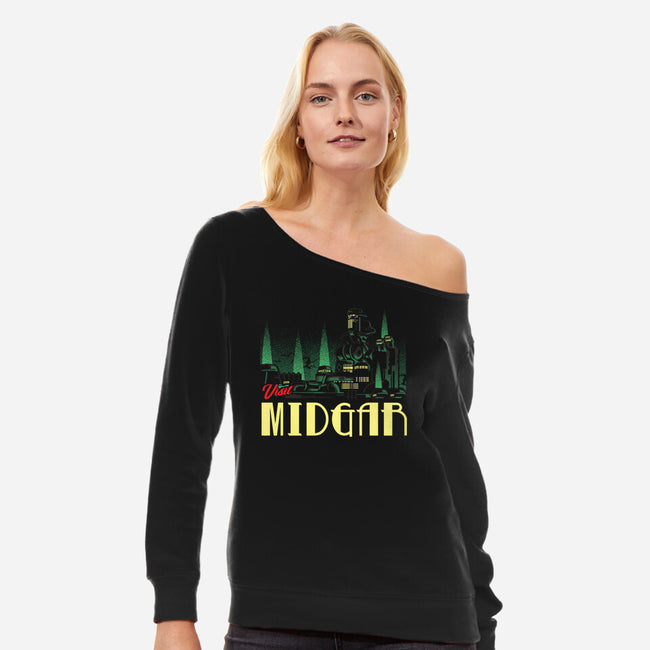 Visit Midgar-Womens-Off Shoulder-Sweatshirt-arace