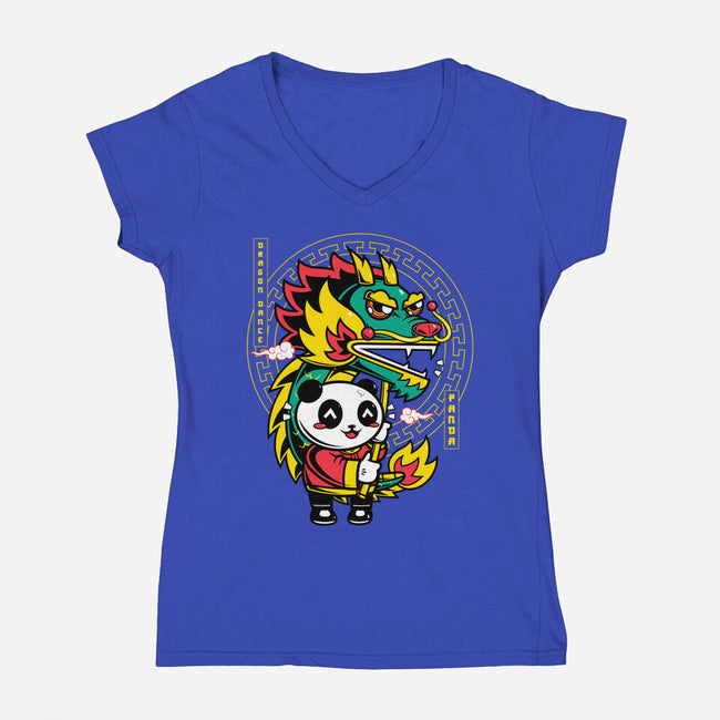 Dragon Dance Panda-Womens-V-Neck-Tee-krisren28