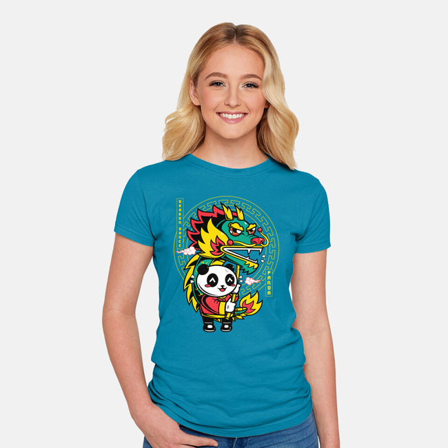 Dragon Dance Panda-Womens-Fitted-Tee-krisren28