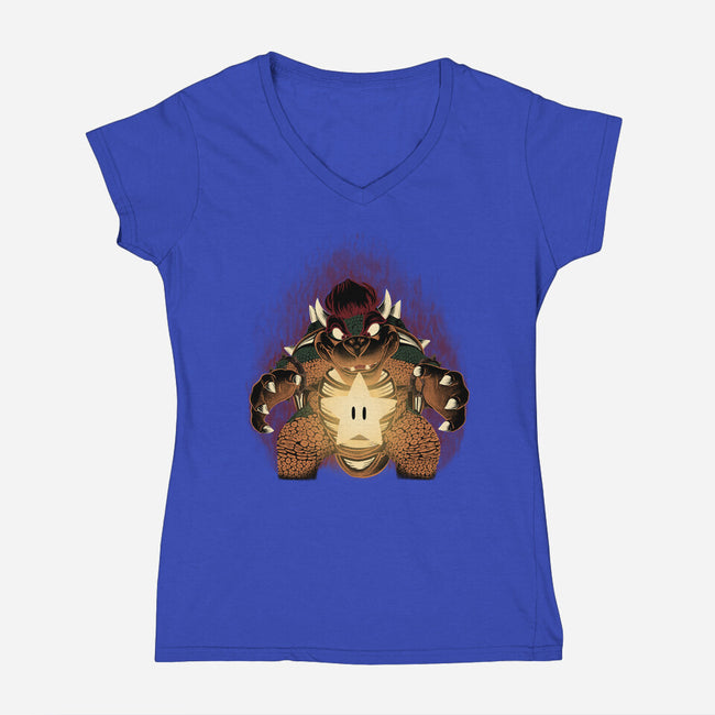 Bowser Star-Womens-V-Neck-Tee-rmatix