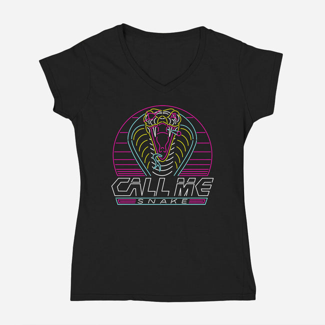 Call Me Snake-Womens-V-Neck-Tee-rocketman_art