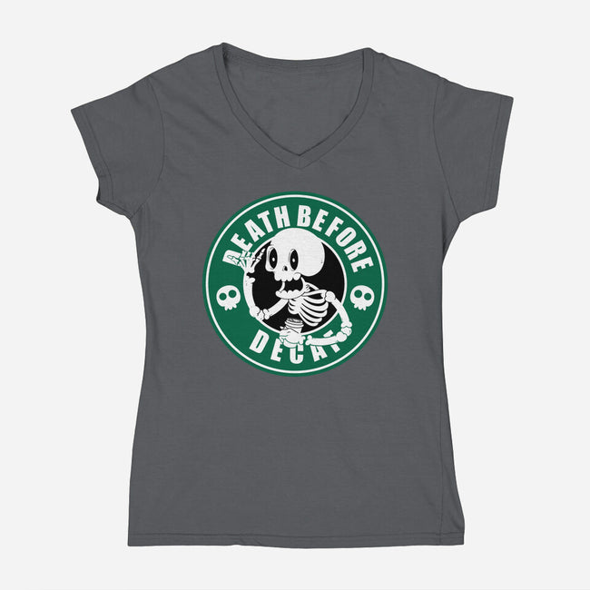 Death Over Decaf-Womens-V-Neck-Tee-Tri haryadi