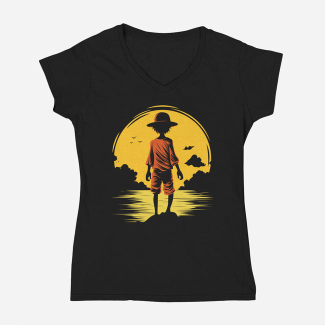 Young Pirate-Womens-V-Neck-Tee-Astoumix