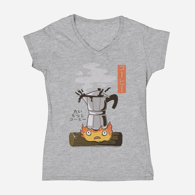 Want More Coffee-Womens-V-Neck-Tee-Claudia