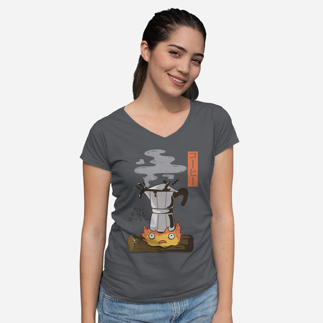 Want More Coffee-Womens-V-Neck-Tee-Claudia