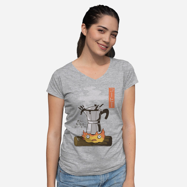 Want More Coffee-Womens-V-Neck-Tee-Claudia