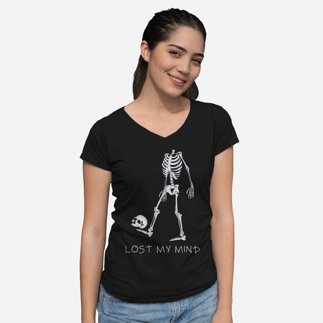 Lost My Mind-Womens-V-Neck-Tee-Claudia