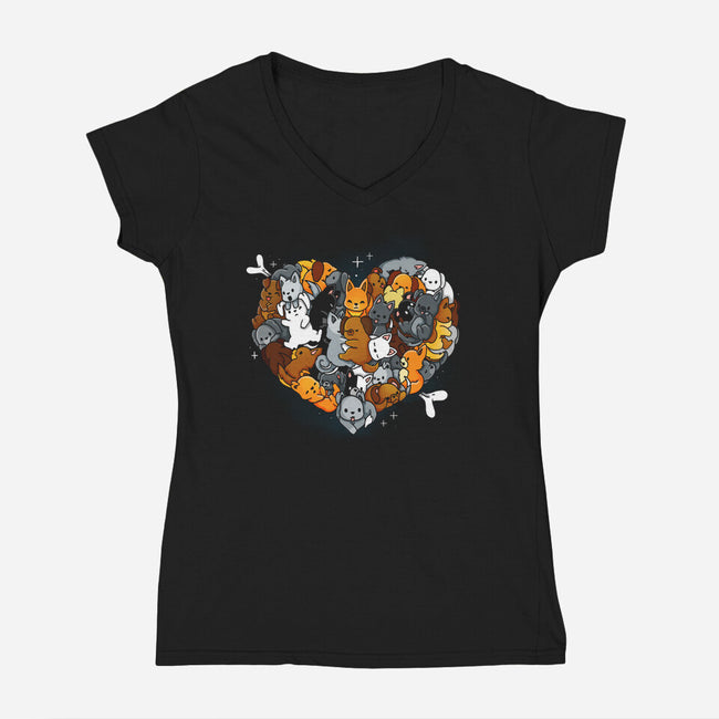 Valentine Puppies-Womens-V-Neck-Tee-Vallina84