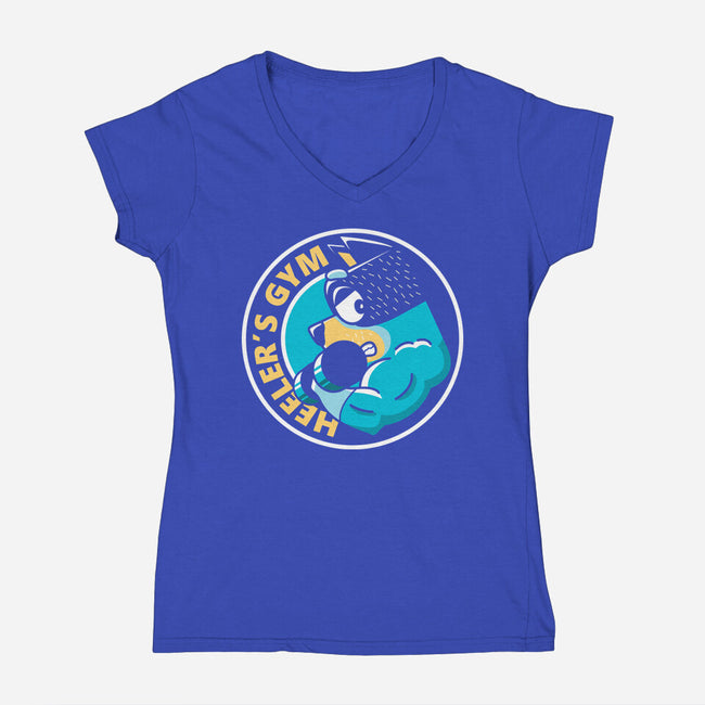 Heeler's Gym-Womens-V-Neck-Tee-retrodivision