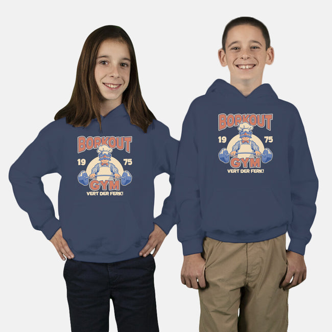 Borkout Gym-Youth-Pullover-Sweatshirt-retrodivision