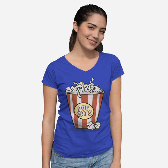 Pop Cats-Womens-V-Neck-Tee-Claudia