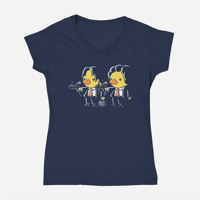 Duck Fiction-Womens-V-Neck-Tee-naomori