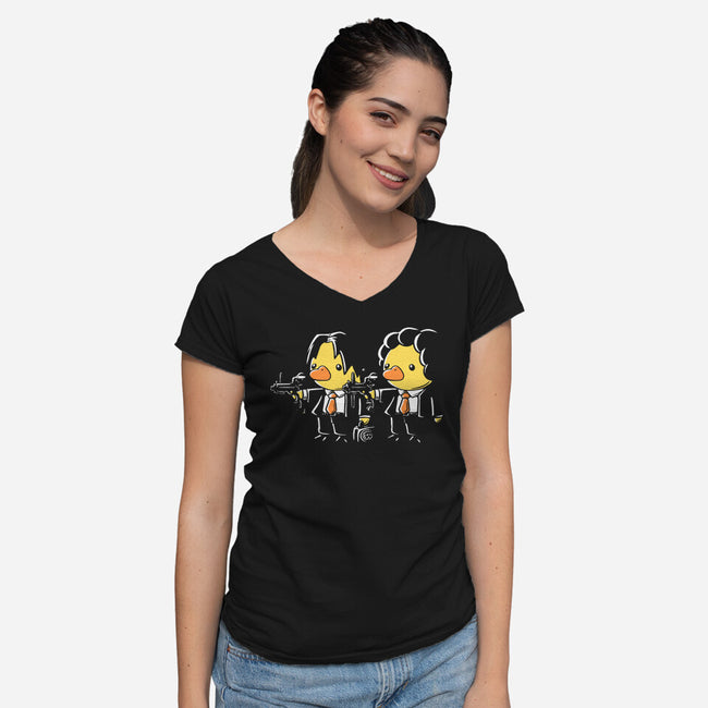 Duck Fiction-Womens-V-Neck-Tee-naomori