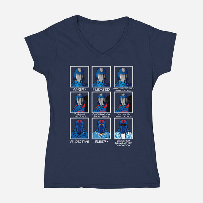 The Many Faces Of Cobra Commander-Womens-V-Neck-Tee-SeamusAran