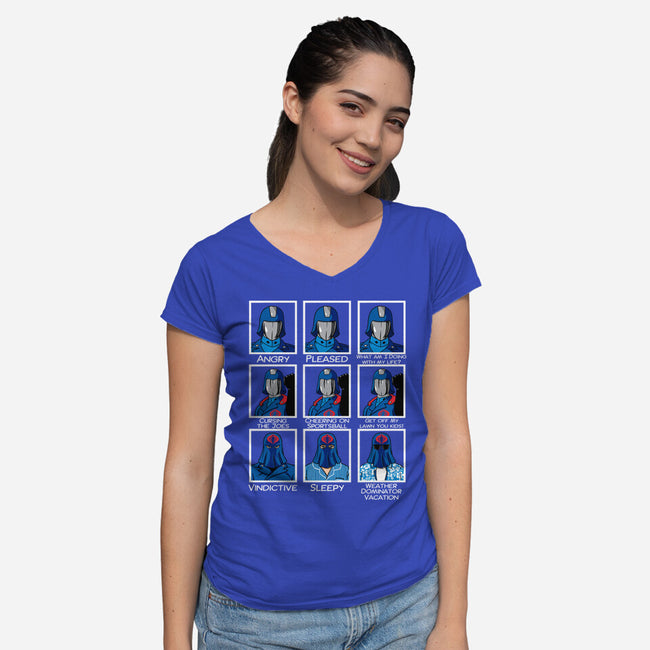 The Many Faces Of Cobra Commander-Womens-V-Neck-Tee-SeamusAran