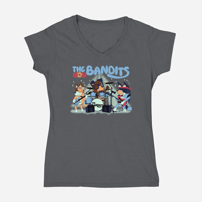 The Bandits-Womens-V-Neck-Tee-rmatix