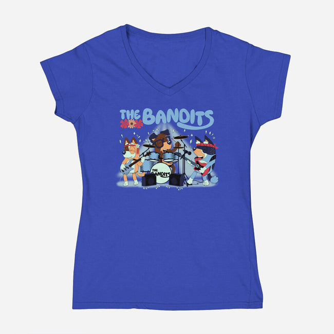 The Bandits-Womens-V-Neck-Tee-rmatix