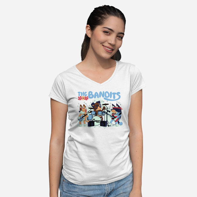 The Bandits-Womens-V-Neck-Tee-rmatix