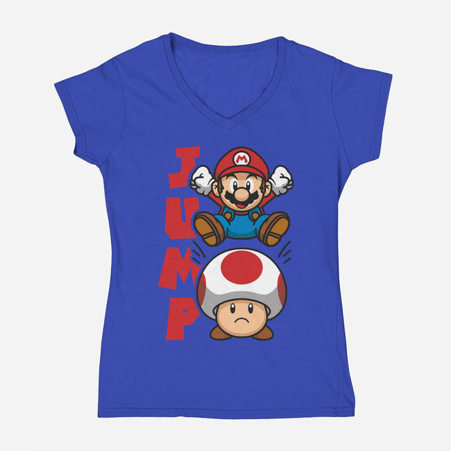 Toad Jump-Womens-V-Neck-Tee-Astoumix