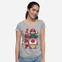 Toad Jump-Womens-V-Neck-Tee-Astoumix