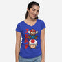 Toad Jump-Womens-V-Neck-Tee-Astoumix