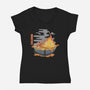 Calcifer Ramen-Womens-V-Neck-Tee-Claudia