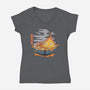 Calcifer Ramen-Womens-V-Neck-Tee-Claudia