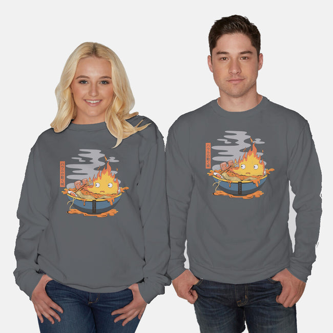 Calcifer Ramen-Unisex-Crew Neck-Sweatshirt-Claudia