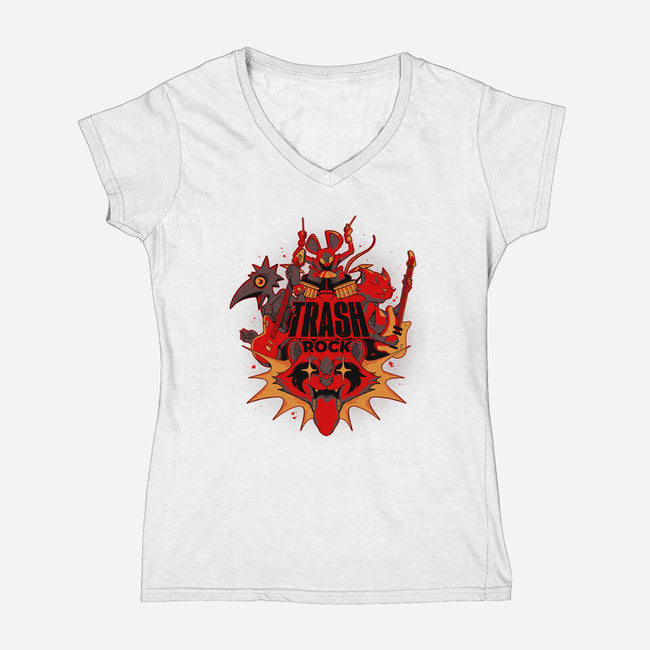 Trash Rock-Womens-V-Neck-Tee-Kabuto Studio