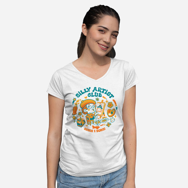 Silly Artist Club-Womens-V-Neck-Tee-Estudio Horta