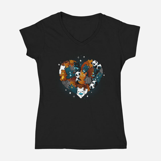 Valentine Bear-Womens-V-Neck-Tee-Vallina84