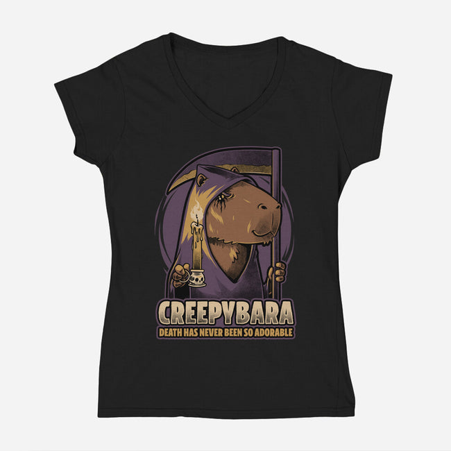 Creepy Death Capybara-Womens-V-Neck-Tee-Studio Mootant