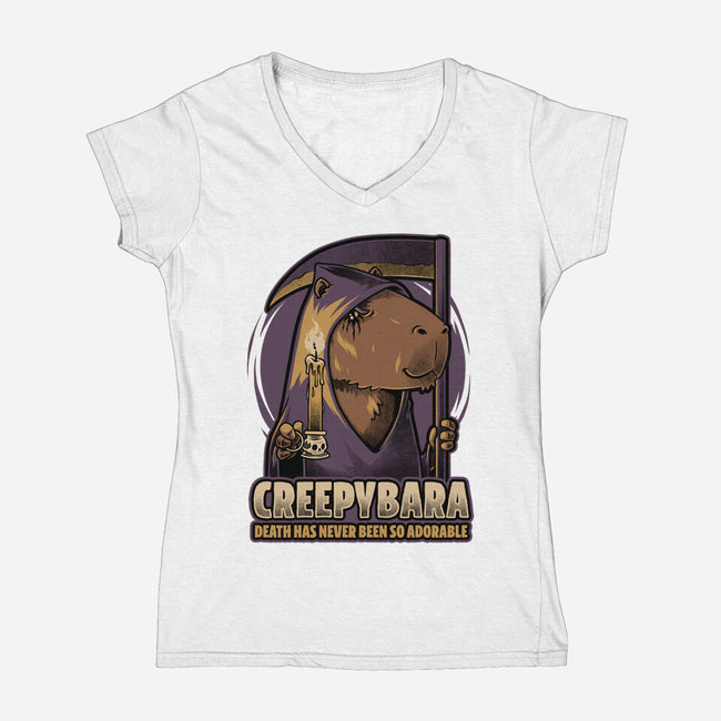 Creepy Death Capybara-Womens-V-Neck-Tee-Studio Mootant