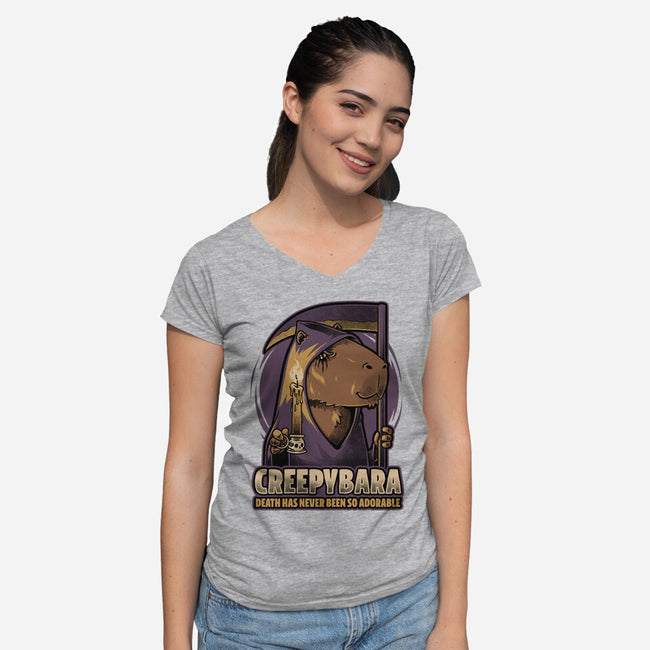 Creepy Death Capybara-Womens-V-Neck-Tee-Studio Mootant