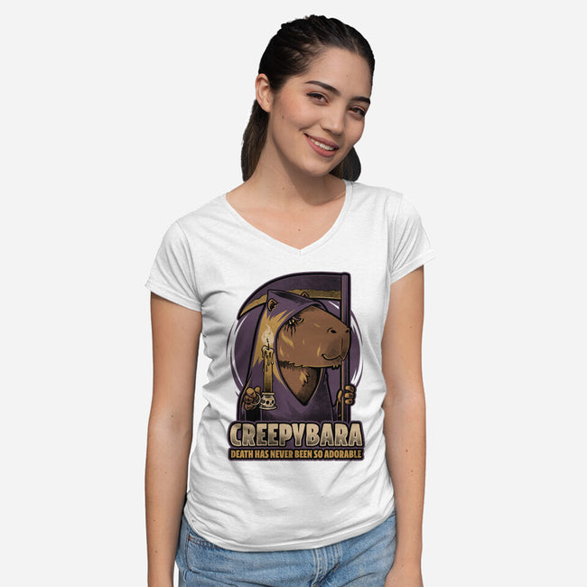 Creepy Death Capybara-Womens-V-Neck-Tee-Studio Mootant