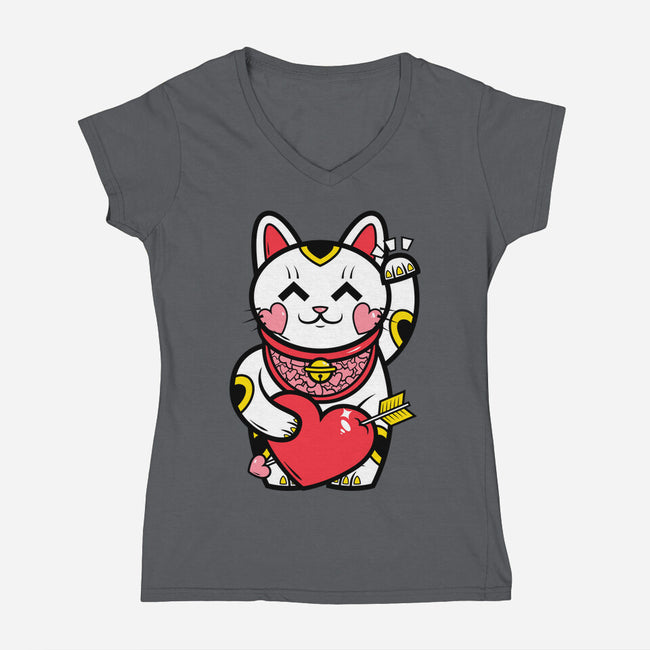 Neko Valentines-Womens-V-Neck-Tee-krisren28