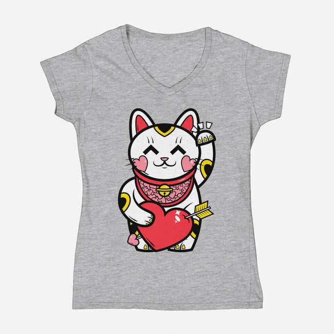 Neko Valentines-Womens-V-Neck-Tee-krisren28