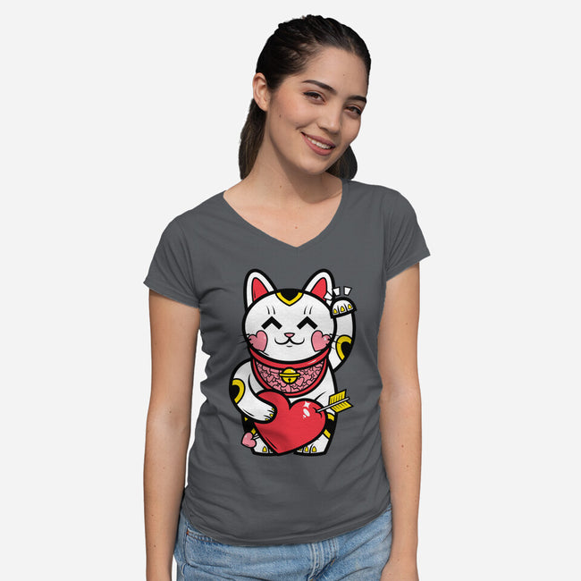 Neko Valentines-Womens-V-Neck-Tee-krisren28