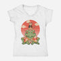 Meowster And Big Brother Croaker-Womens-V-Neck-Tee-vp021