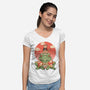 Meowster And Big Brother Croaker-Womens-V-Neck-Tee-vp021