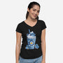 Penguin Iced Coffee-Womens-V-Neck-Tee-tobefonseca