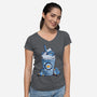 Penguin Iced Coffee-Womens-V-Neck-Tee-tobefonseca