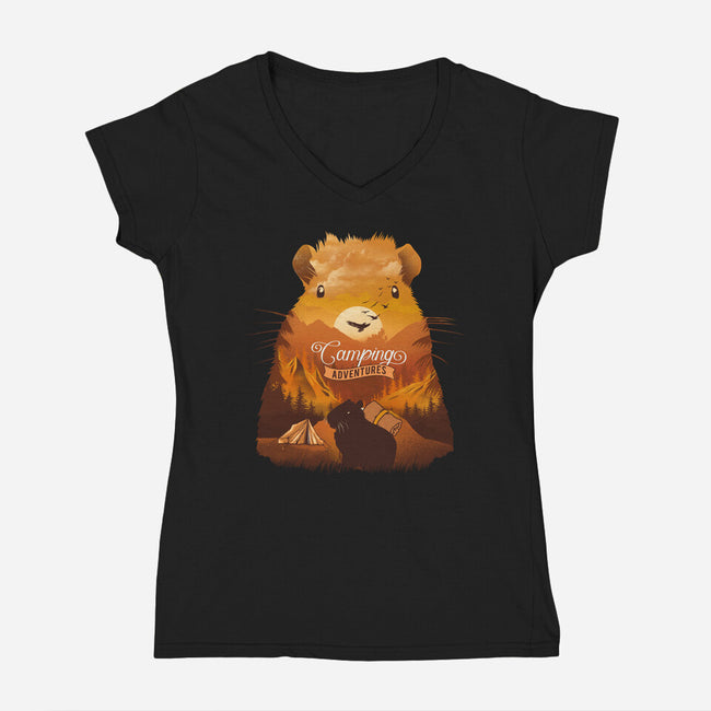 Campybara-Womens-V-Neck-Tee-dandingeroz