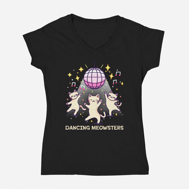 Dancing Meowsters-Womens-V-Neck-Tee-fanfreak1