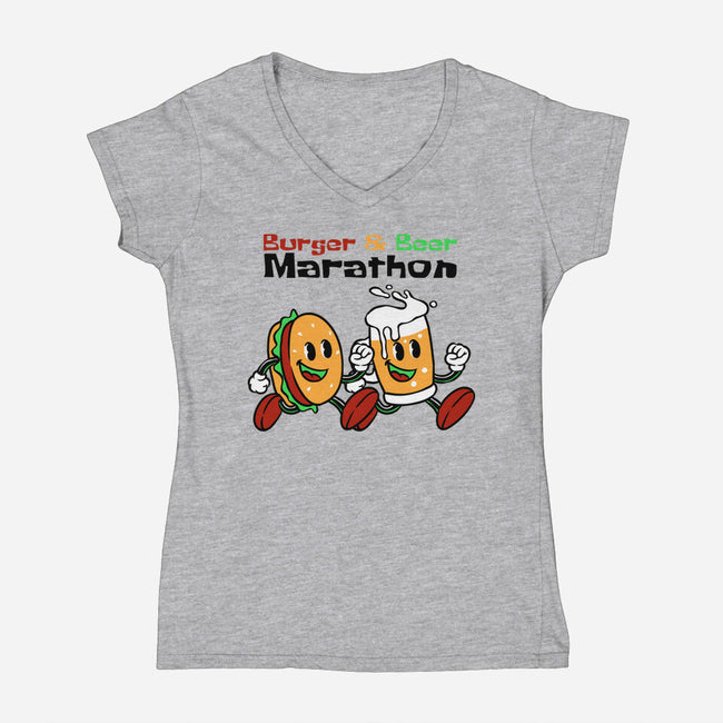 Burger And Beer Marathon-Womens-V-Neck-Tee-naomori