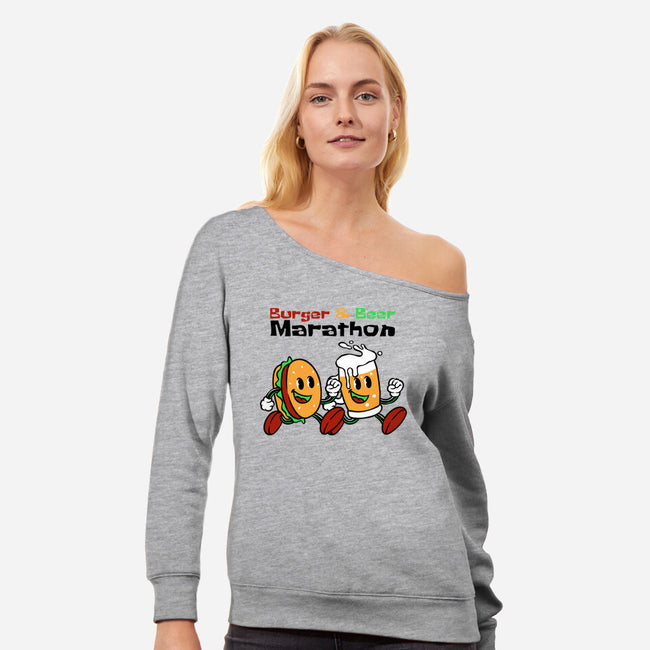 Burger And Beer Marathon-Womens-Off Shoulder-Sweatshirt-naomori