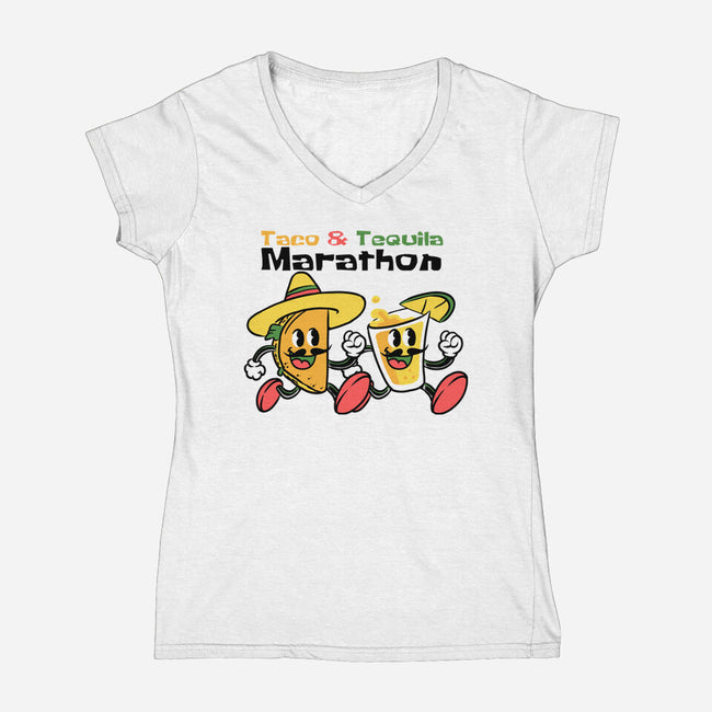 Taco And Tequila Marathon-Womens-V-Neck-Tee-naomori