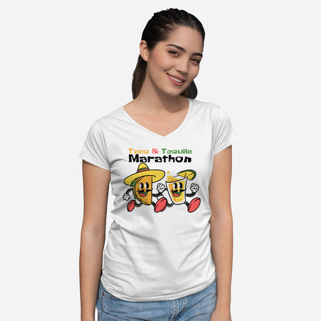 Taco And Tequila Marathon-Womens-V-Neck-Tee-naomori